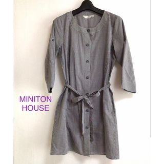 美品　MINITON　HOUSE  ロールアップ　ワンピース　M(ひざ丈ワンピース)