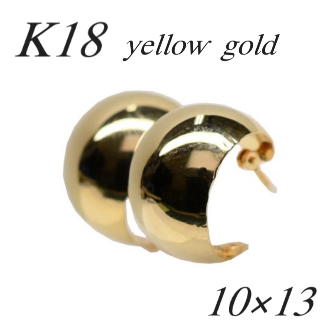 地金＊18金【3×13mm 月甲フープピアス】Yゴールド K18刻印入 新品！-