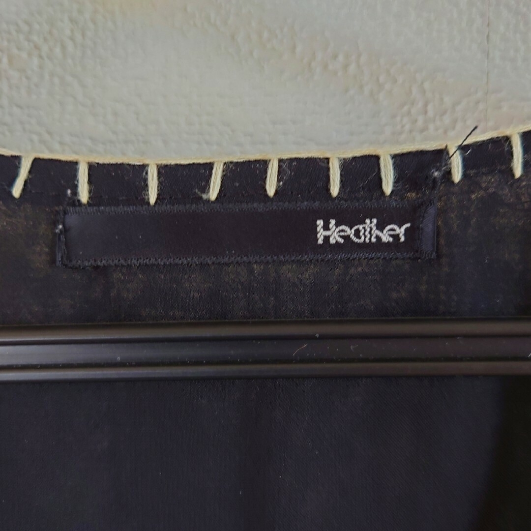heather(ヘザー)のHeather　ヘザー　長袖刺繍ワンピース　ブラックホワイト レディースのワンピース(ミニワンピース)の商品写真