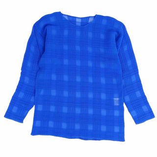 イッセイミヤケ(ISSEY MIYAKE)の美品 イッセイミヤケ ISSEY MIYAKE シャツ ブラウス ロングスリーブ プリーツ トップス レディース M ブルー(シャツ/ブラウス(長袖/七分))