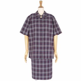 バーバリー(BURBERRY)のVintage バーバリー Burberrys セットアップ スカートスーツ シャツ スカート チェック柄 レディース 11(M相当) ネイビー(スーツ)