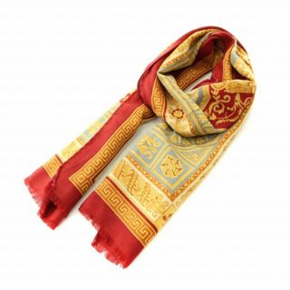ETRO - エトロ ETRO ストール マフラー フリンジ 総柄 ウール 絹混 赤