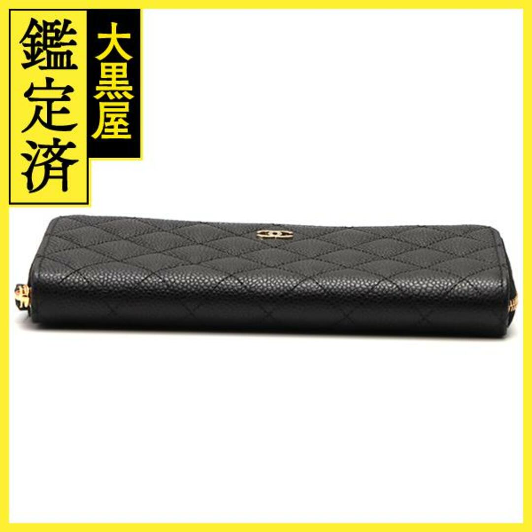 シャネル 長財布 キャビアスキン ブラック ゴールド金具 【472】ＡＨ