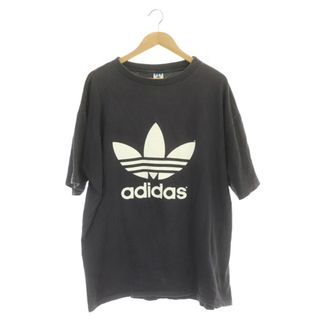 アディダス(adidas)のアディダス デカロゴTシャツ 半袖 プリント USA製 ヴィンテージ L 黒(Tシャツ/カットソー(半袖/袖なし))