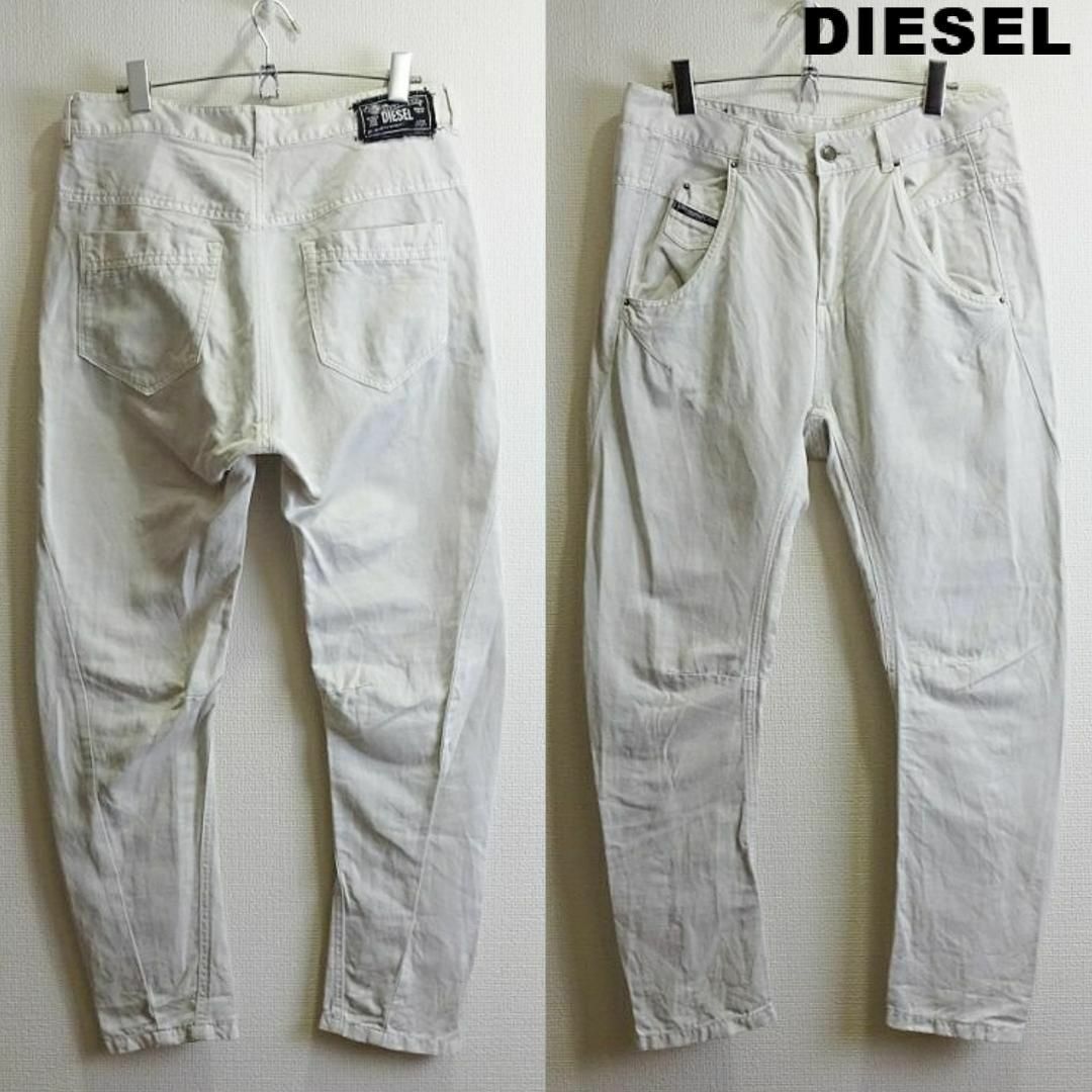 DIESEL(ディーゼル)のディーゼル　テーパードスリムパンツ　W80cm　麻　レディース　オフホワイト レディースのパンツ(デニム/ジーンズ)の商品写真