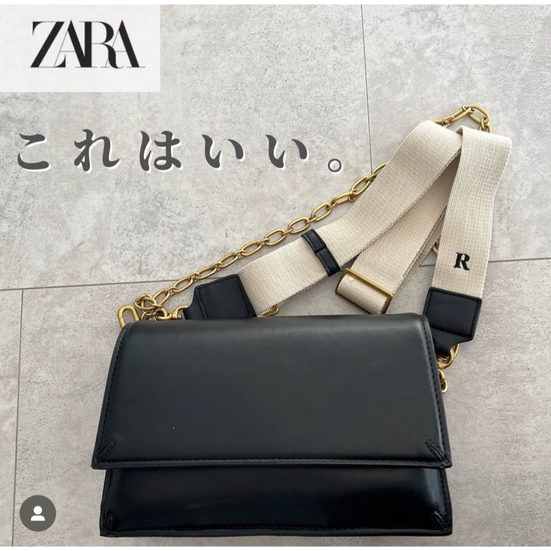 ZARA - ZARA フラップクロスボディバッグ ブラックの通販 by fmel's