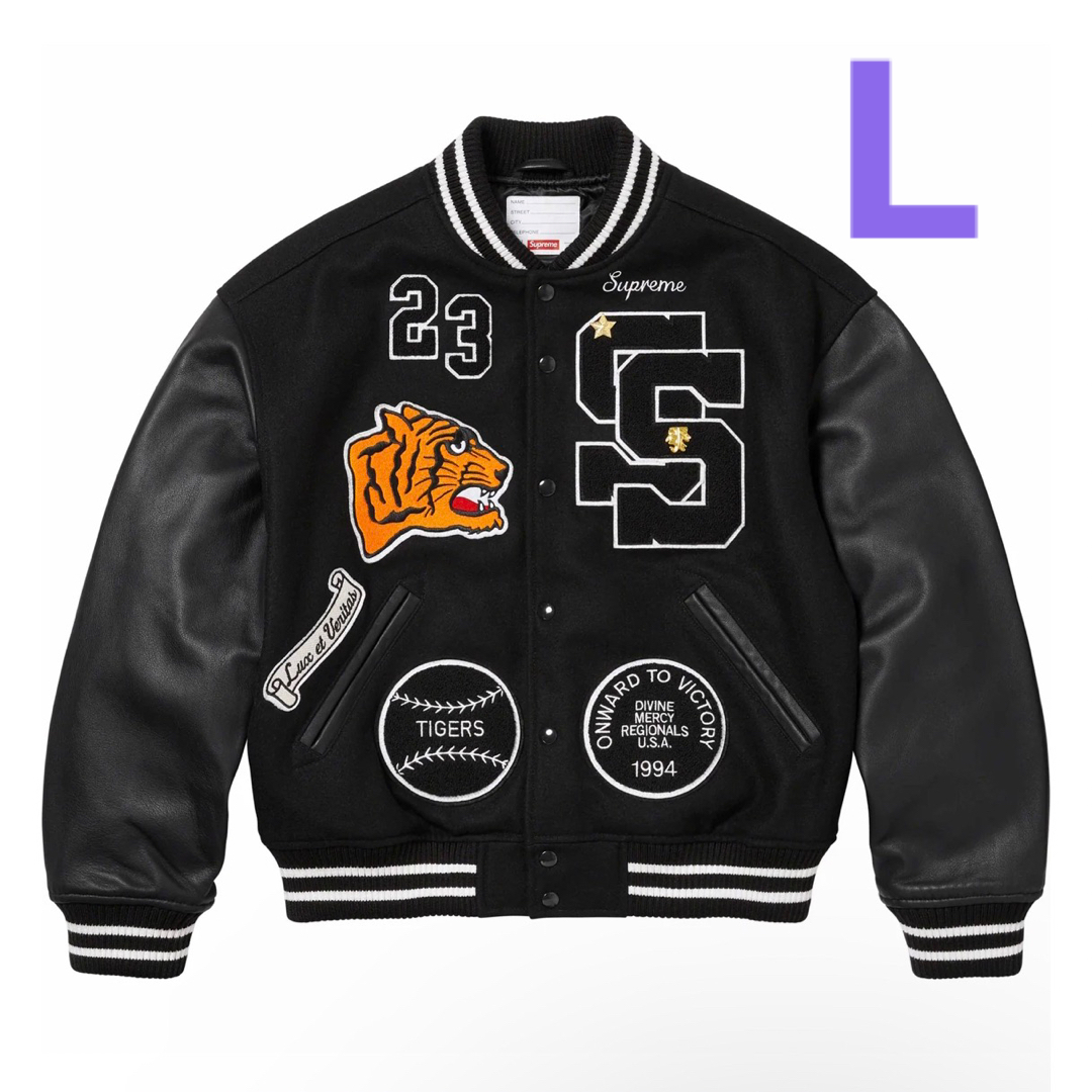 Lサイズ Supreme Tiger Varsity Jacket Black