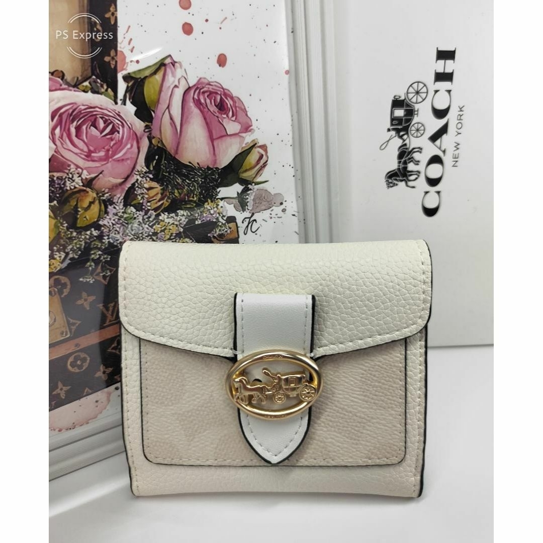 早割販売中 ✨COACH✨ジョージー スモールウォレット 白 折り財布