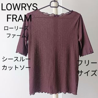 ローリーズファーム(LOWRYS FARM)のLOWRYS FRAM　ローリーズファーム　シースルー　カットソー　ブラウン(Tシャツ(半袖/袖なし))