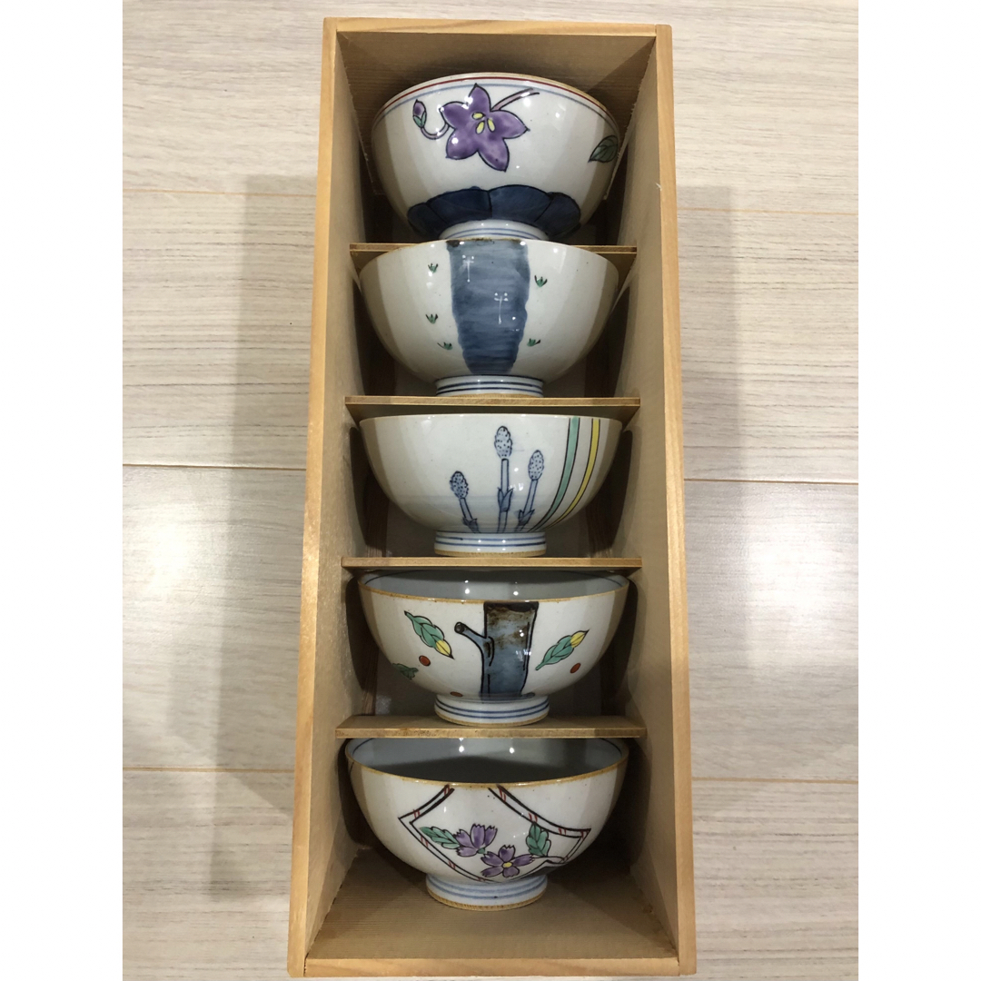 創作陶芸 華山窯 高級有田焼 茶漬椀 茶碗 5個セット 未使用品の 創作陶芸 華山窯 高級有田焼 茶漬椀 茶碗 5個セット 未使用品の