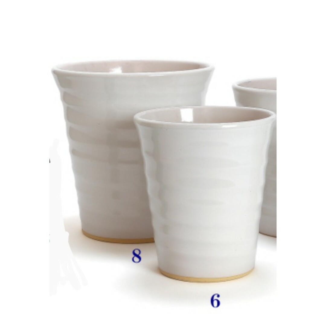 大型植木鉢　ホワイト　白釉　陶器鉢　2個セット　新品未使用　日本製 ハンドメイドのフラワー/ガーデン(その他)の商品写真