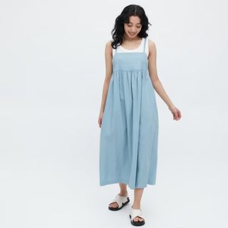 ユニクロ(UNIQLO)の【新品】UNIQLO★ リネンブレンドギャザーキャミソールワンピース(ロングワンピース/マキシワンピース)