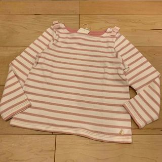 プチバトー(PETIT BATEAU)の【新品】プチバトー★ラメマリニエール 肩リボン トップス(Tシャツ/カットソー)