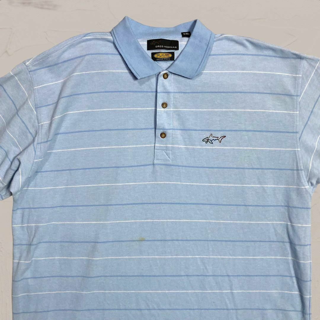 VPR  ポロシャツ ビンテージ 古着   水色 ゆるだぼ　ワンポイント　サメ メンズのトップス(ポロシャツ)の商品写真