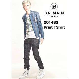 バルマン(BALMAIN)のバルマンオム14SS プリントカットソーTシャツ XS(Tシャツ/カットソー(半袖/袖なし))