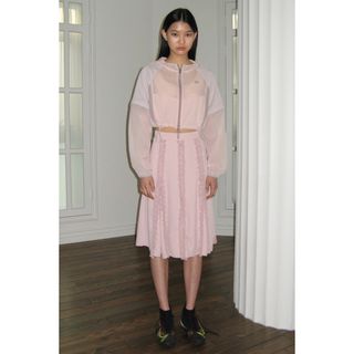 メリージェニー(merry jenny)のSINOON FRILL MIDI SKIRT (BABY PINK)(ひざ丈スカート)