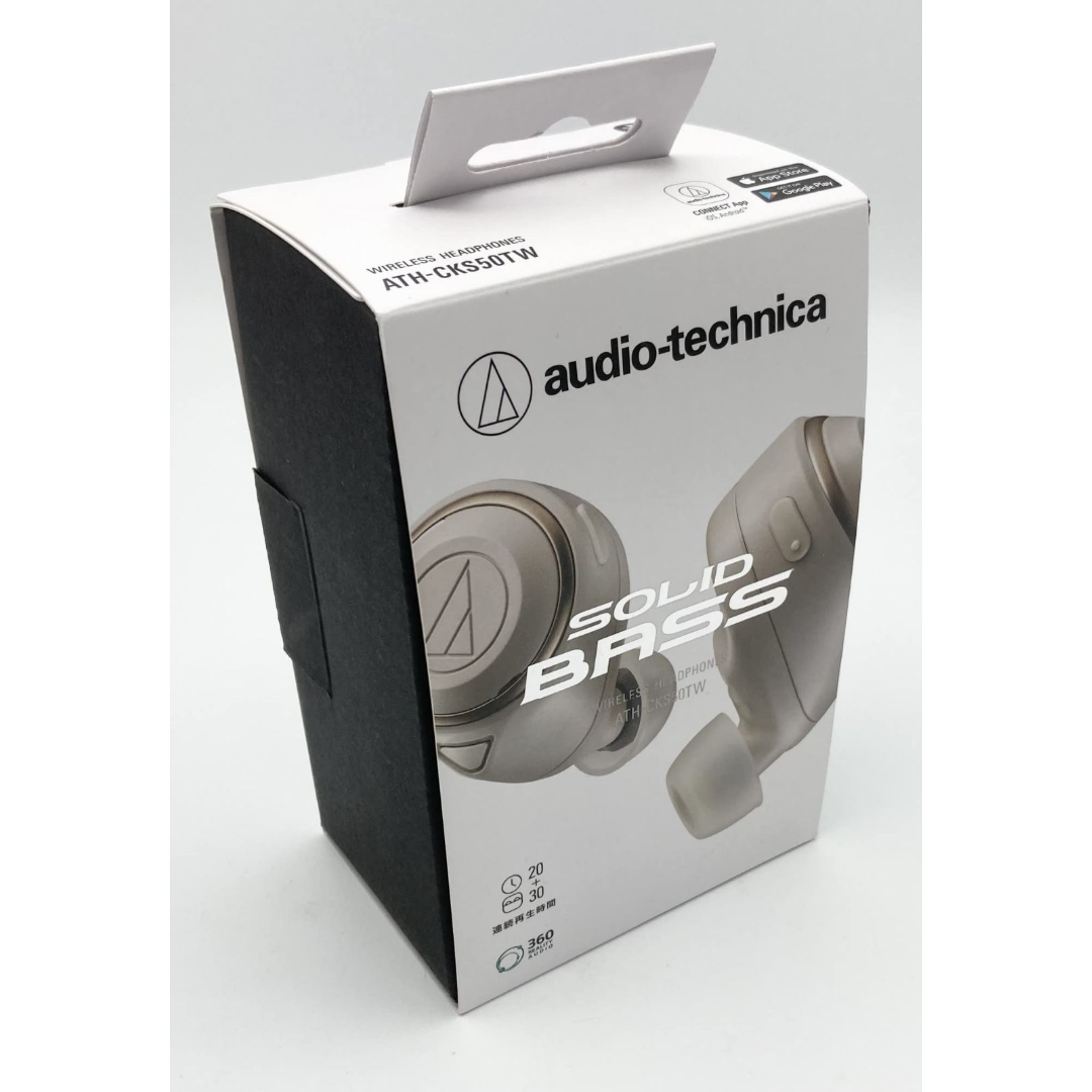 audio-technica(オーディオテクニカ)の中古 箱付 完品 オーディオテクニカ ATH-CKS50TW 完全 ワイヤレス  スマホ/家電/カメラのオーディオ機器(ヘッドフォン/イヤフォン)の商品写真