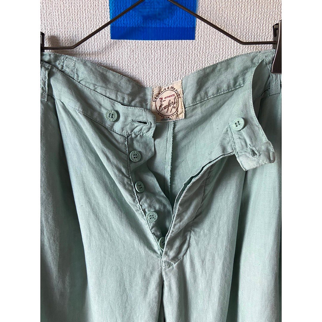 Yohji Yamamoto(ヨウジヤマモト)の"リレングス" ミントグリーン ユーロヴィンテージ 緑 イタリア製 リネンパンツ メンズのパンツ(スラックス)の商品写真