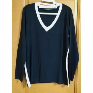 マックスマーラ(Max Mara)のマリナリナルディ【大きい】Vネックセーター（春、秋）紺(ニット/セーター)