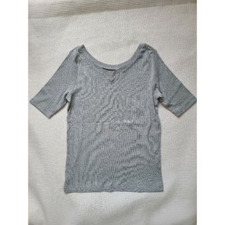 ユニクロ(UNIQLO)のユニクロUNIQLOレディース2WAY　リブＴシャツカットソー五(Tシャツ(半袖/袖なし))