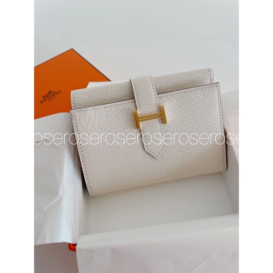 【新品未使用】HERMES エルメス/ベアンコンビネ クレ×ゴールド金具/財布