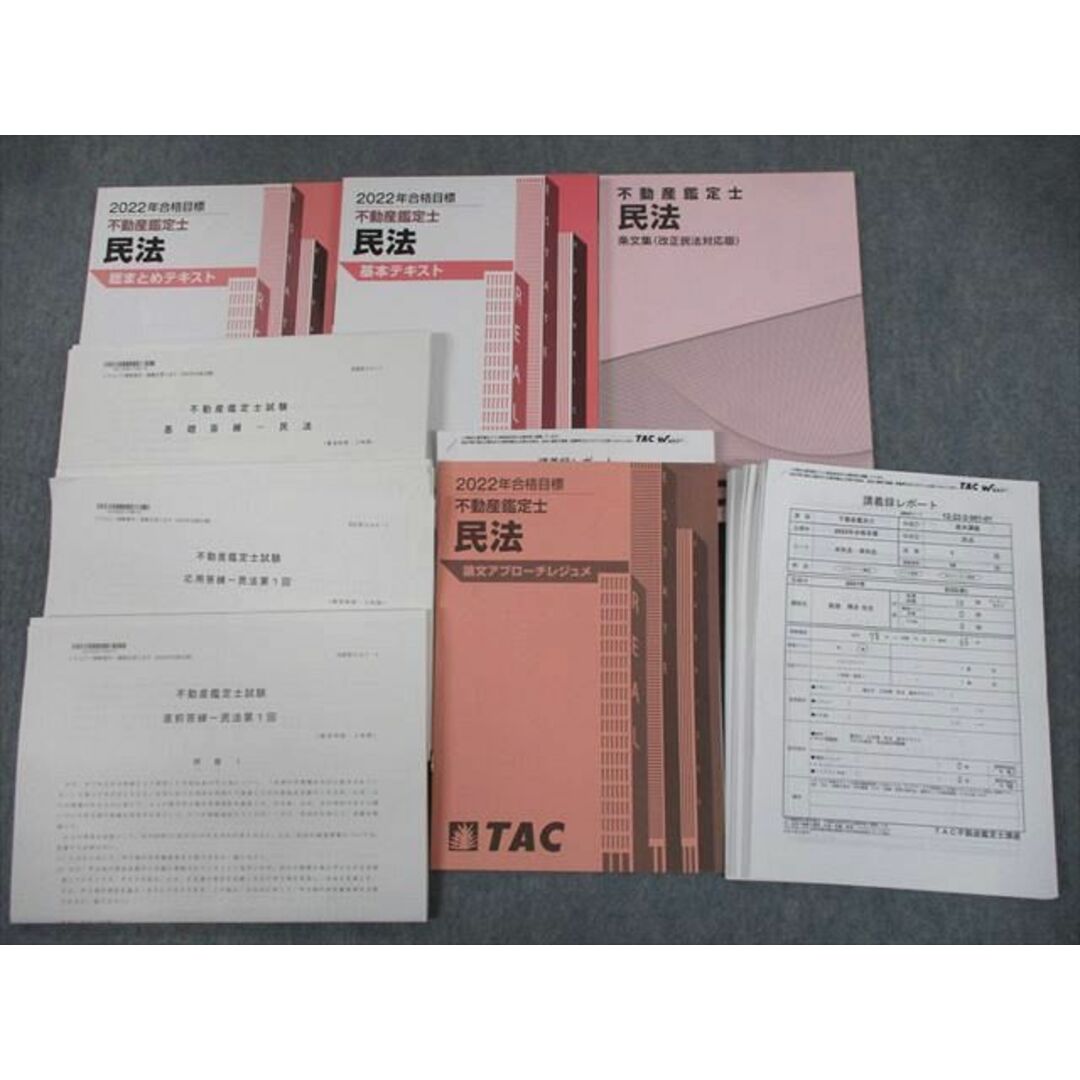 TN12-075 TAC 不動産鑑定士 2022年合格目標 民法フルセット 基本/総まとめテキスト/条文集/講義録レポート/答練付未使用品 59R4D