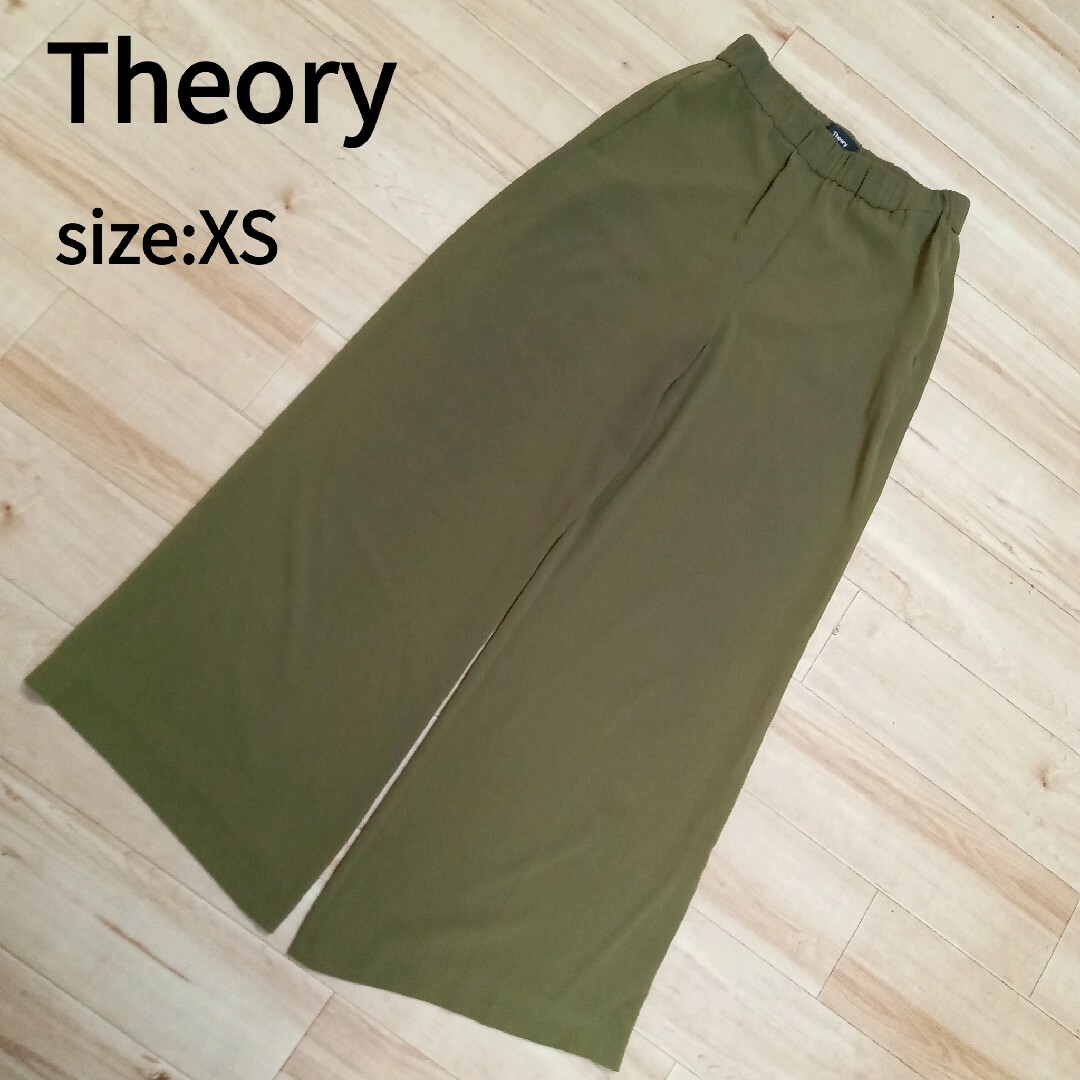 theory(セオリー)のTheory セオリー　ワイドパンツ　フレアパンツ　ウエストゴム　カーキ　XS レディースのパンツ(カジュアルパンツ)の商品写真