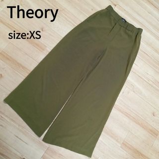 セオリー(theory)のTheory セオリー　ワイドパンツ　フレアパンツ　ウエストゴム　カーキ　XS(カジュアルパンツ)