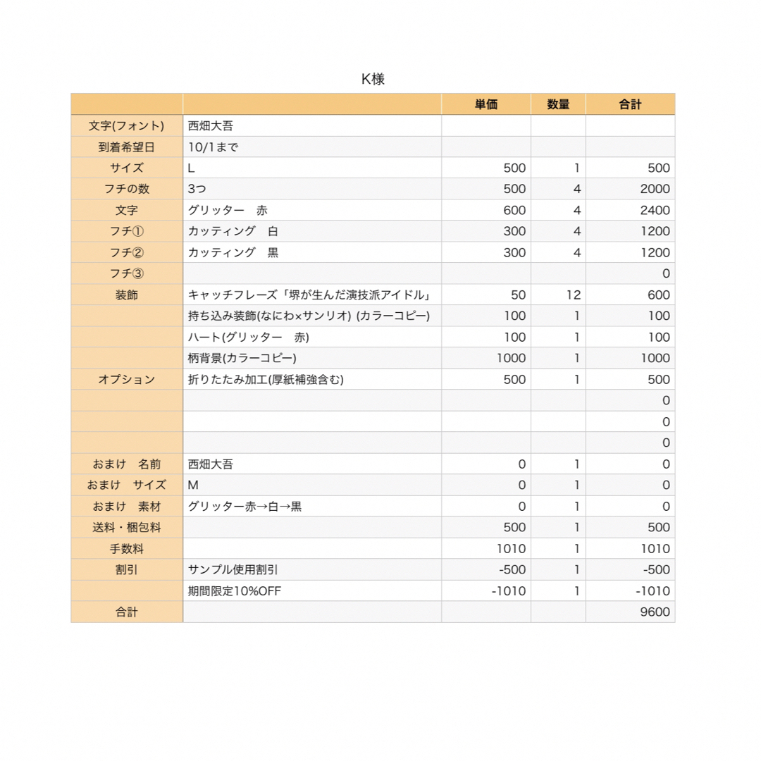 K様　専用ページ　オーダー　うちわ文字　名前うちわ　ファンサうちわ　文字パネル エンタメ/ホビーのタレントグッズ(アイドルグッズ)の商品写真