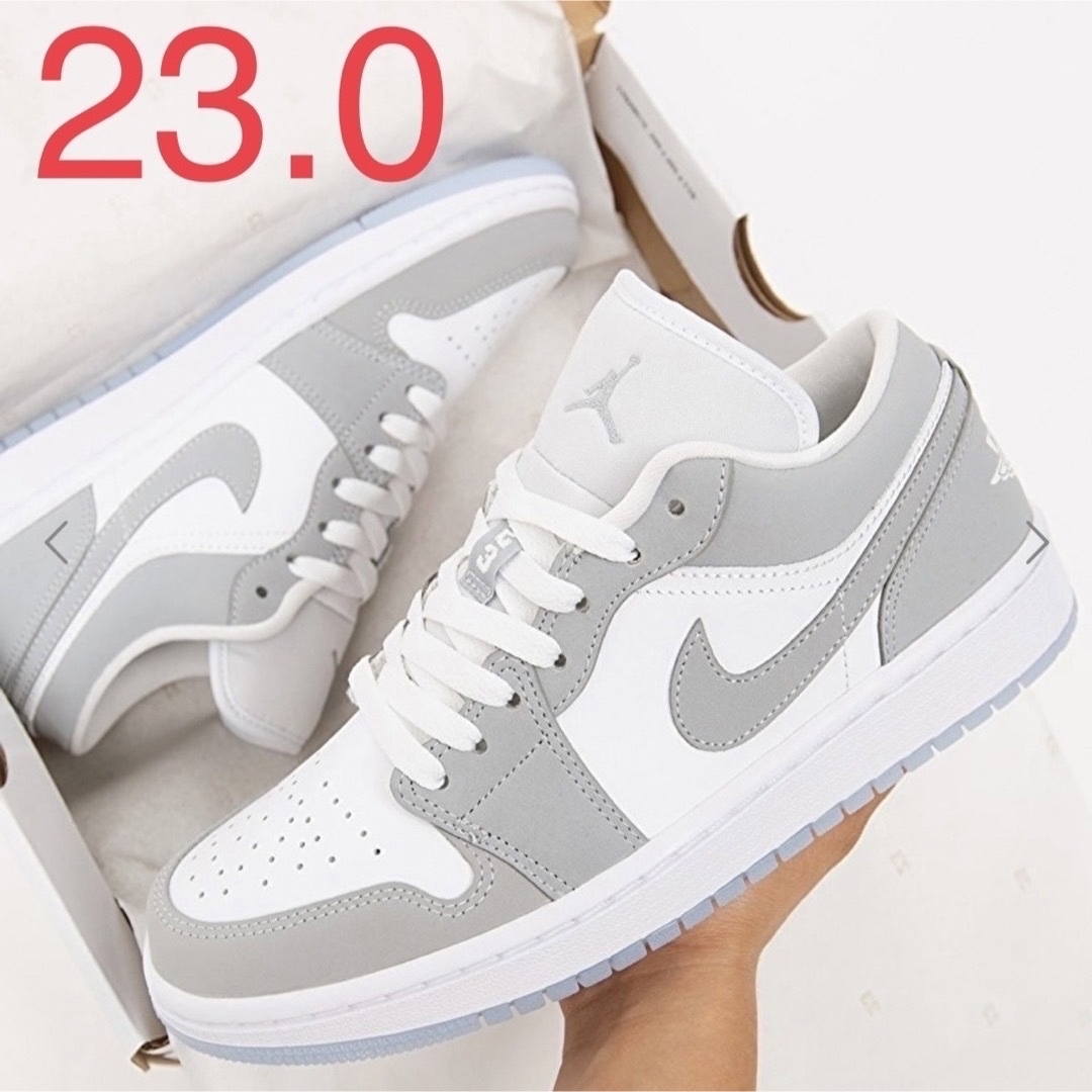 AIR JORDAN 1 LOW エアジョーダン ウルフグレー 23.0cm - スニーカー