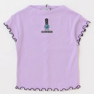 アナスイミニ(ANNA SUI mini)の新品タグ付　アナスイミニ  140 半袖メローコスメ刺繍トップス　Tシャツ　紫(Tシャツ/カットソー)