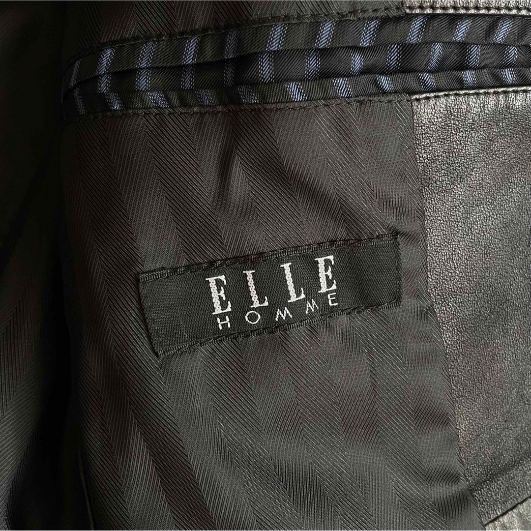 ELLE - ELLE エル レザージャケット 牛革 ブラック 48 メンズの通販 by