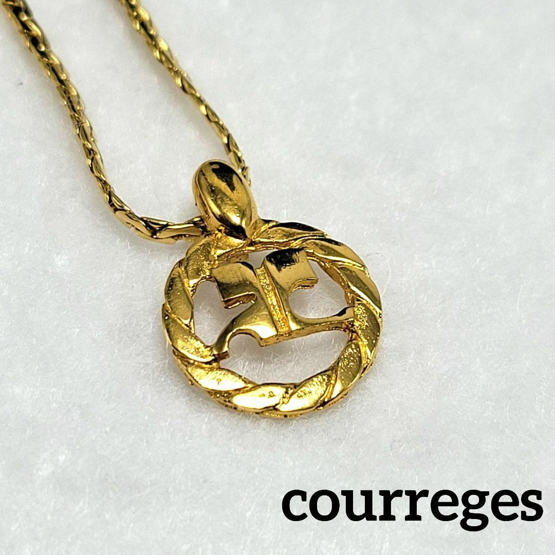 【美品】courreges ネックレス サークルロゴ シンプル ゴールド