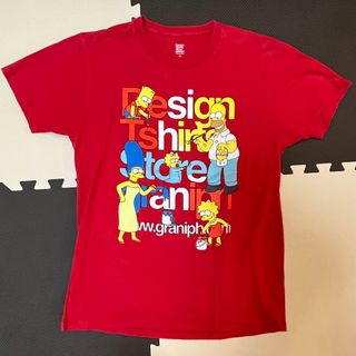 グラニフ(Design Tshirts Store graniph)の美品　Mサイズ グラニフ　シンプソンズ　SIMPSONS　Tシャツ レッド　赤色(Tシャツ/カットソー(半袖/袖なし))