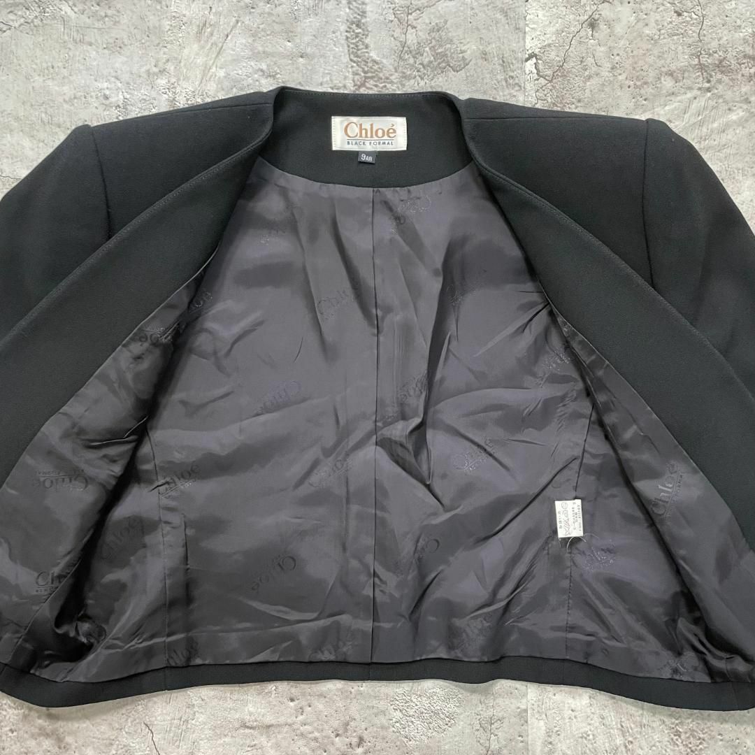 クロエ【M】セットアップ ノーカラージャケット ロングワンピースドレス ミモレ丈
