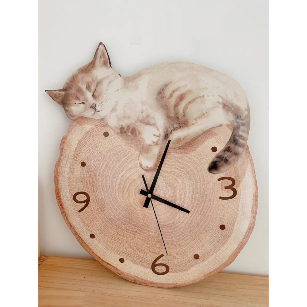 掛け時計 部屋飾り 壁掛け時計 可愛い 猫 ネコ - 掛時計/柱時計