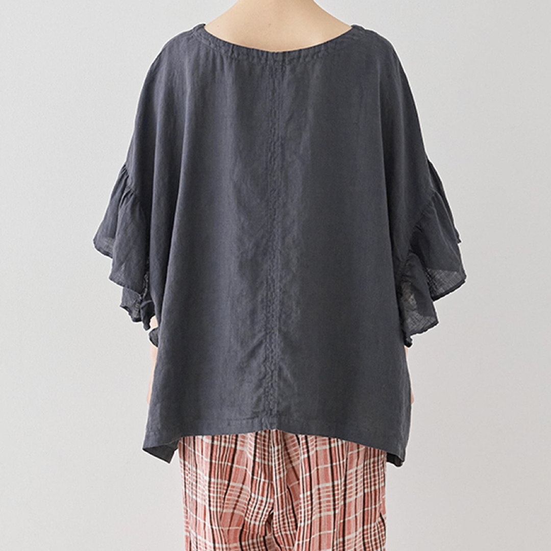 nest Robe　　　\n\nリネン ラッフル袖 Tブラウス\n\n¥22,000