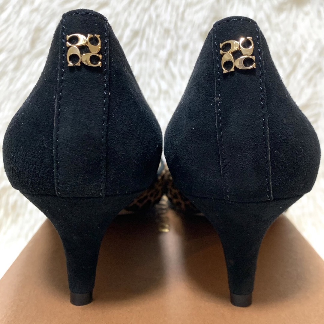 coach レオパード スエード ポインテッドトゥパンプス 24.5