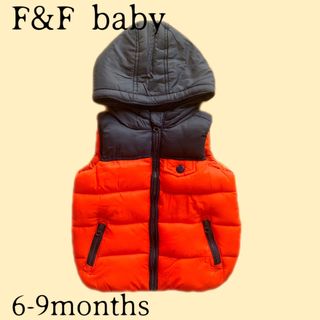 【F&F】オレンジネイビーダウンベスト　6-9months(ジャケット/コート)