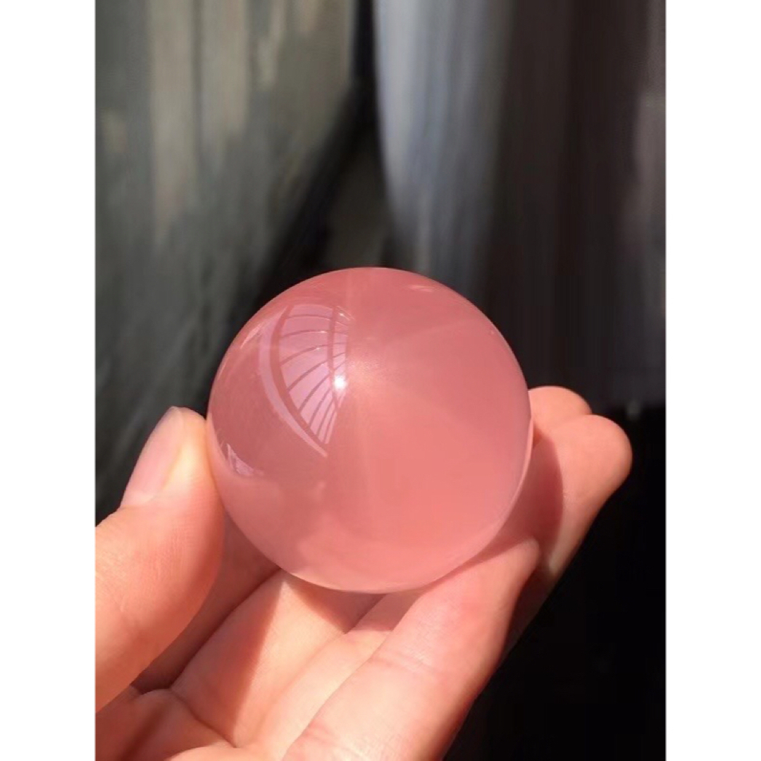 天然】スター ローズクォーツ 丸玉 38mm-