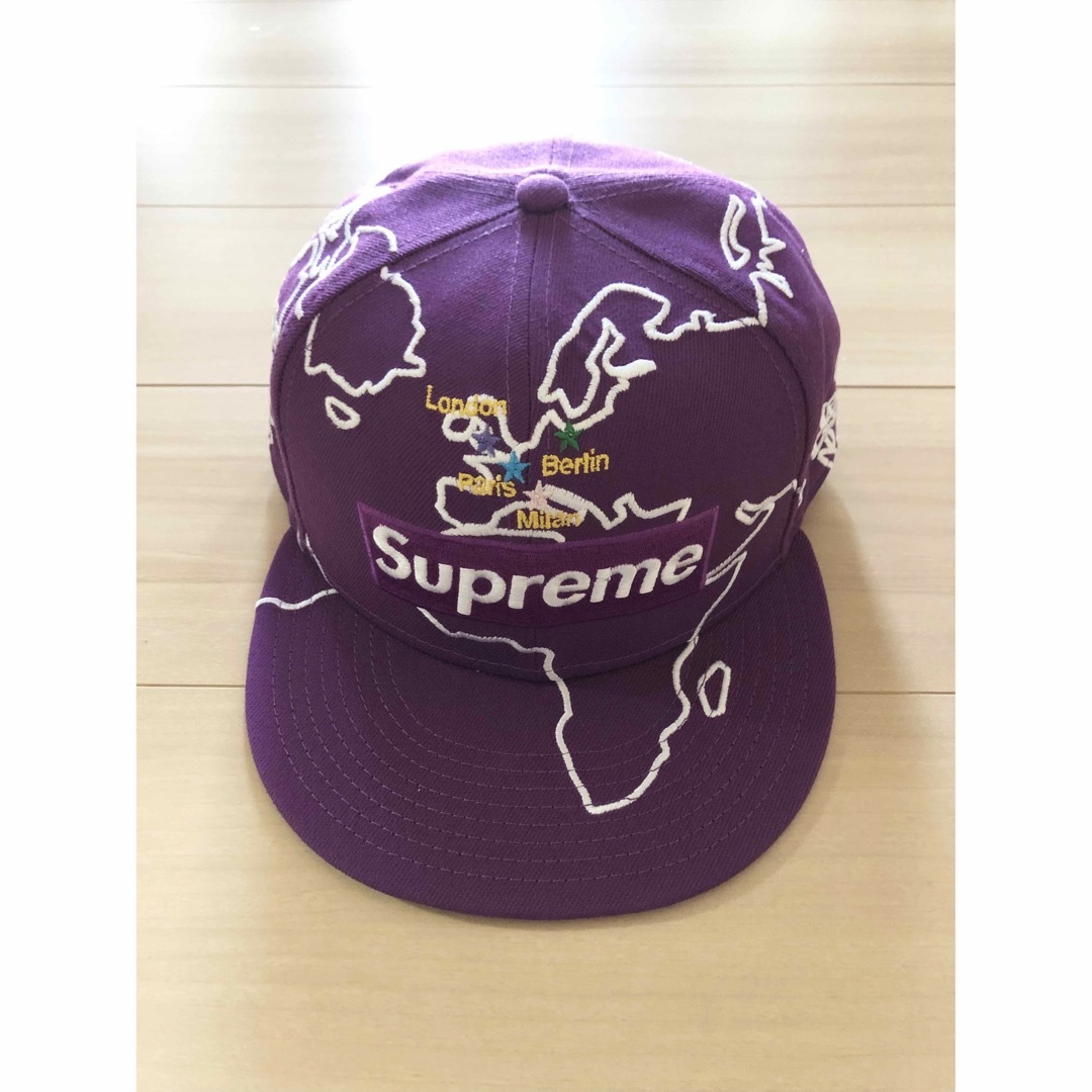 シュプリーム　Worldwide Box Logo New Era　紫5/8帽子