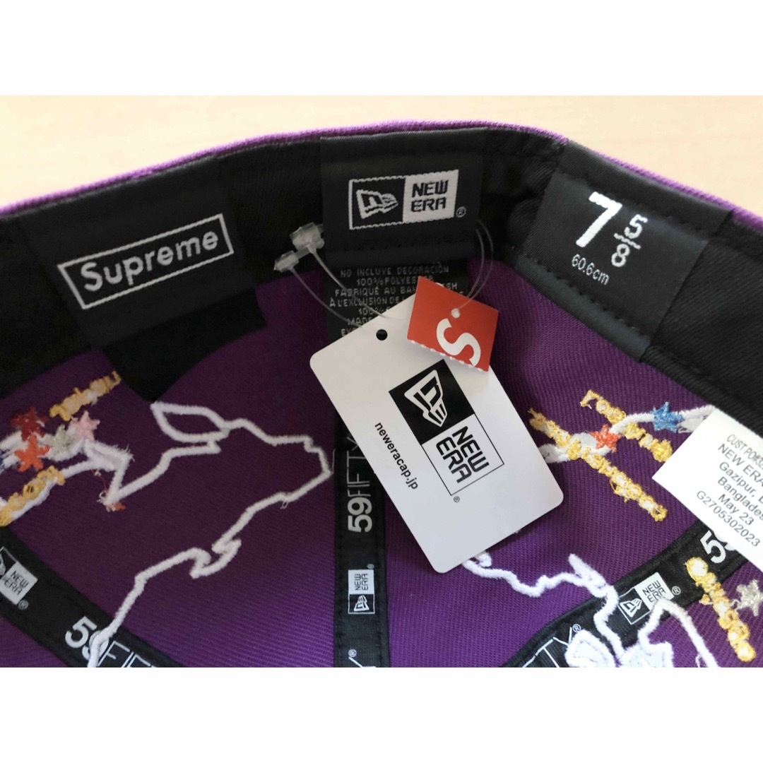 シュプリーム Worldwide Box Logo New Era 紫5/8