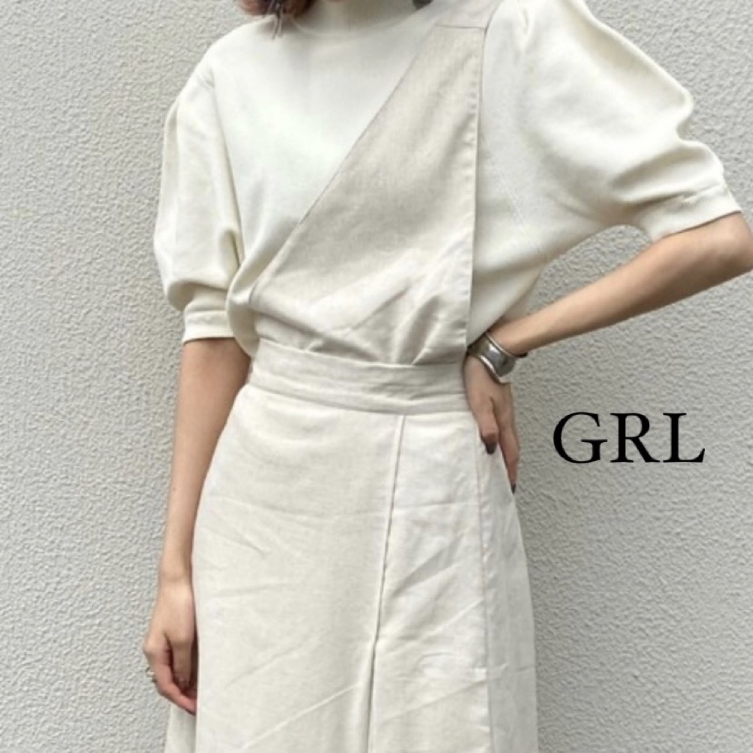 GRL(グレイル)のGRL   アシンメトリーワンピース　2way   アイボリー　Mサイズ　新品　 レディースのワンピース(ロングワンピース/マキシワンピース)の商品写真