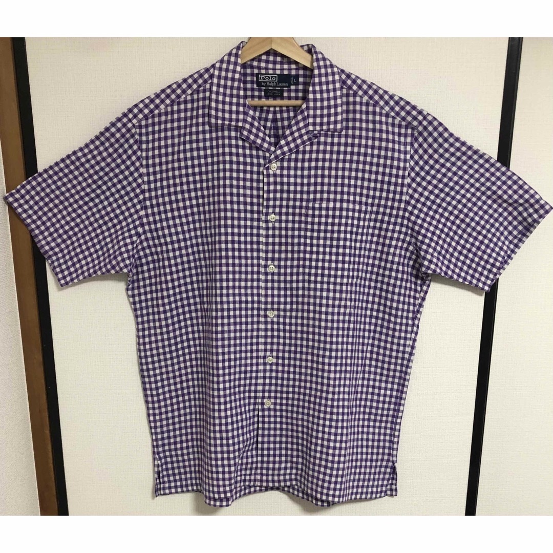 POLO RALPH LAUREN(ポロラルフローレン)の激レアパープルギンガム90s ポロ ラルフローレン オープンカラー 開襟 シャツ メンズのトップス(シャツ)の商品写真