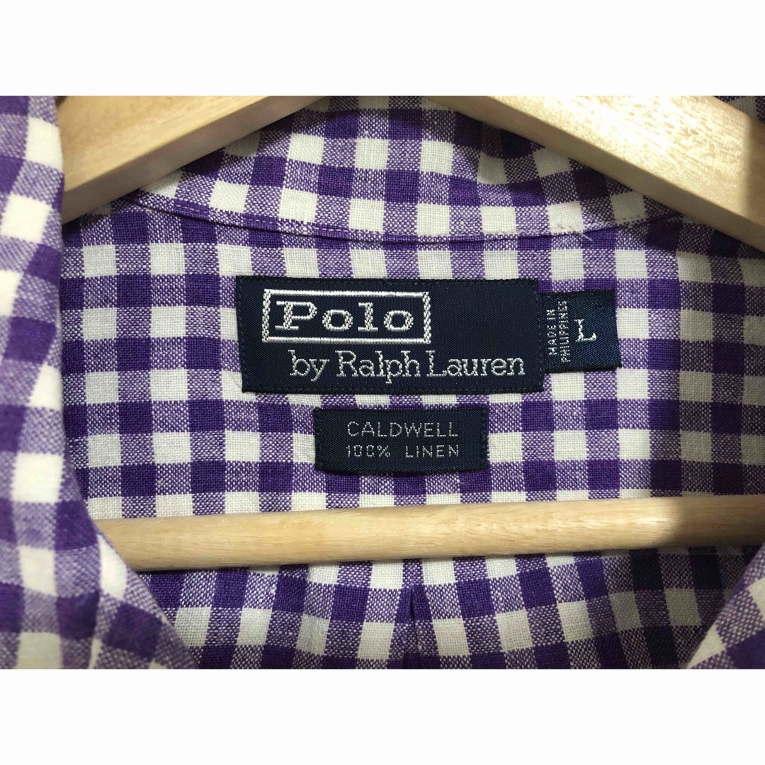 POLO RALPH LAUREN(ポロラルフローレン)の激レアパープルギンガム90s ポロ ラルフローレン オープンカラー 開襟 シャツ メンズのトップス(シャツ)の商品写真