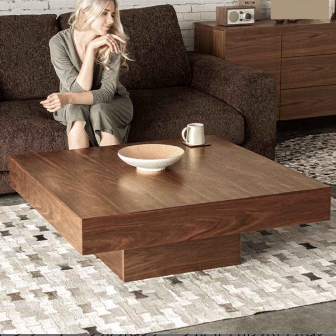ローテーブル　コーヒーテーブル　正方形　木目　家具　ホテルライク