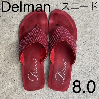 Delman ビーズ キラキラ スエードソングサンダル 8.0(ビーチサンダル)