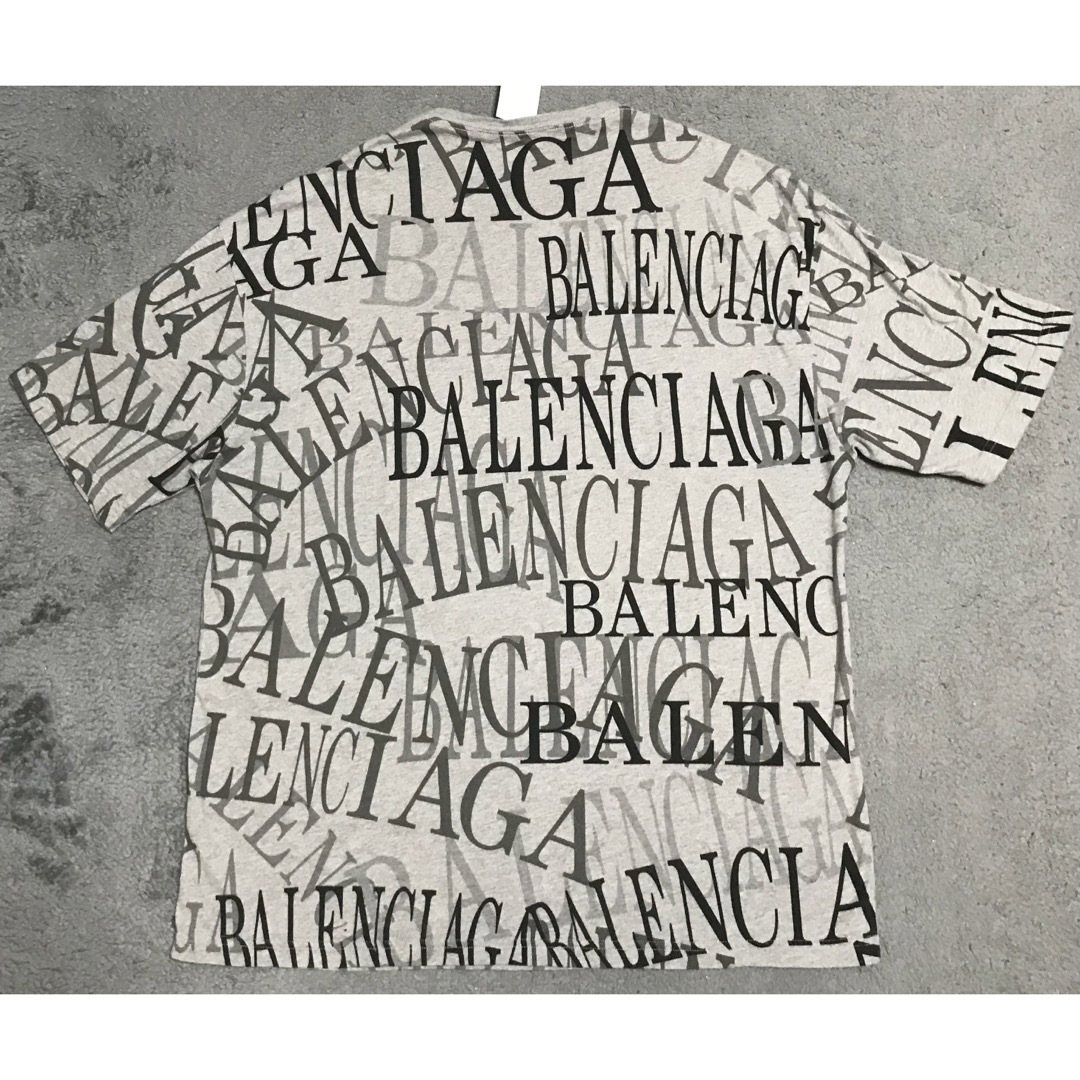 【極美品】BALENCIAGA Tシャツ 総柄 ロゴプリント ブラック