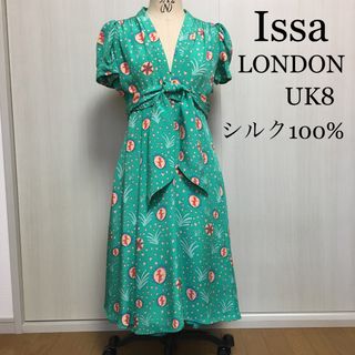 イッサロンドン(Issa London)のイッサロンドン シルク ラップワンピース UK8(ひざ丈ワンピース)