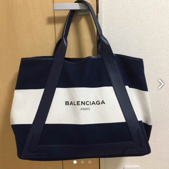 BALENCIAGA BAG - haru バレンシアガトートバッグ ネイビーストライプ カバ M